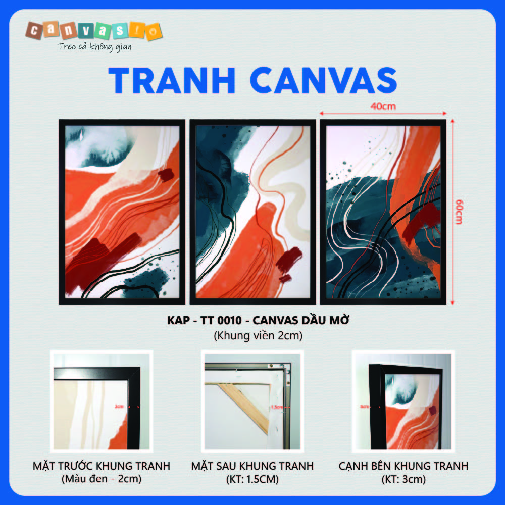 Bộ 3 Bức Tranh Canvas Trừu Tượng Hiện Đại (Mẫu KAP-TT 0010) thông số kỹ thuật Bộ 3 Bức Tranh Canvas Trừu Tượng Hiện Đại (Mẫu KAP-TT 0010)