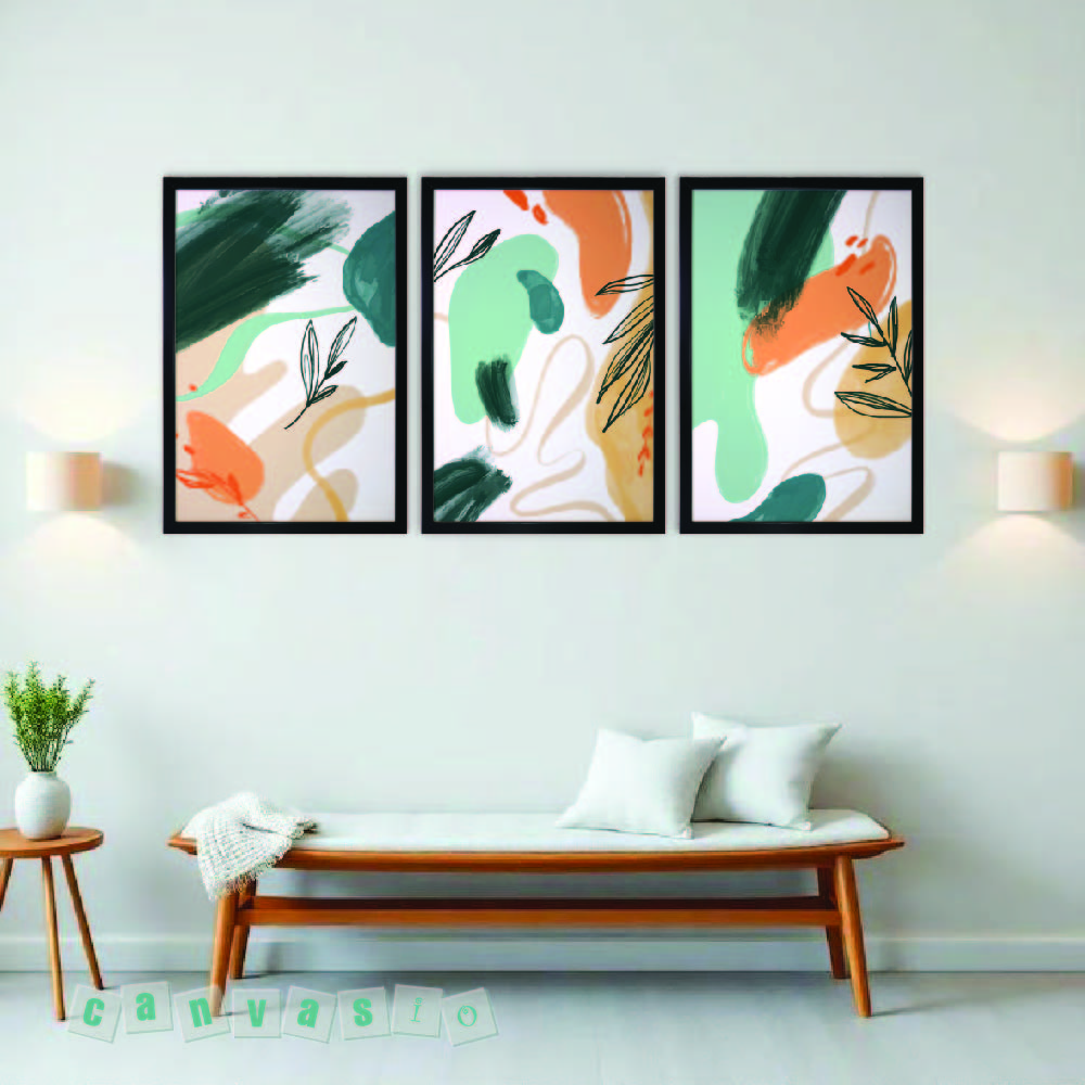 Bộ ba tranh canvas trừu tượng hiện đại thiên nhiên – Mã số: KAP-TT 0011 Bộ ba tranh canvas trừu tượng hiện đại thiên nhiên – Mã số: KAP-TT 0011