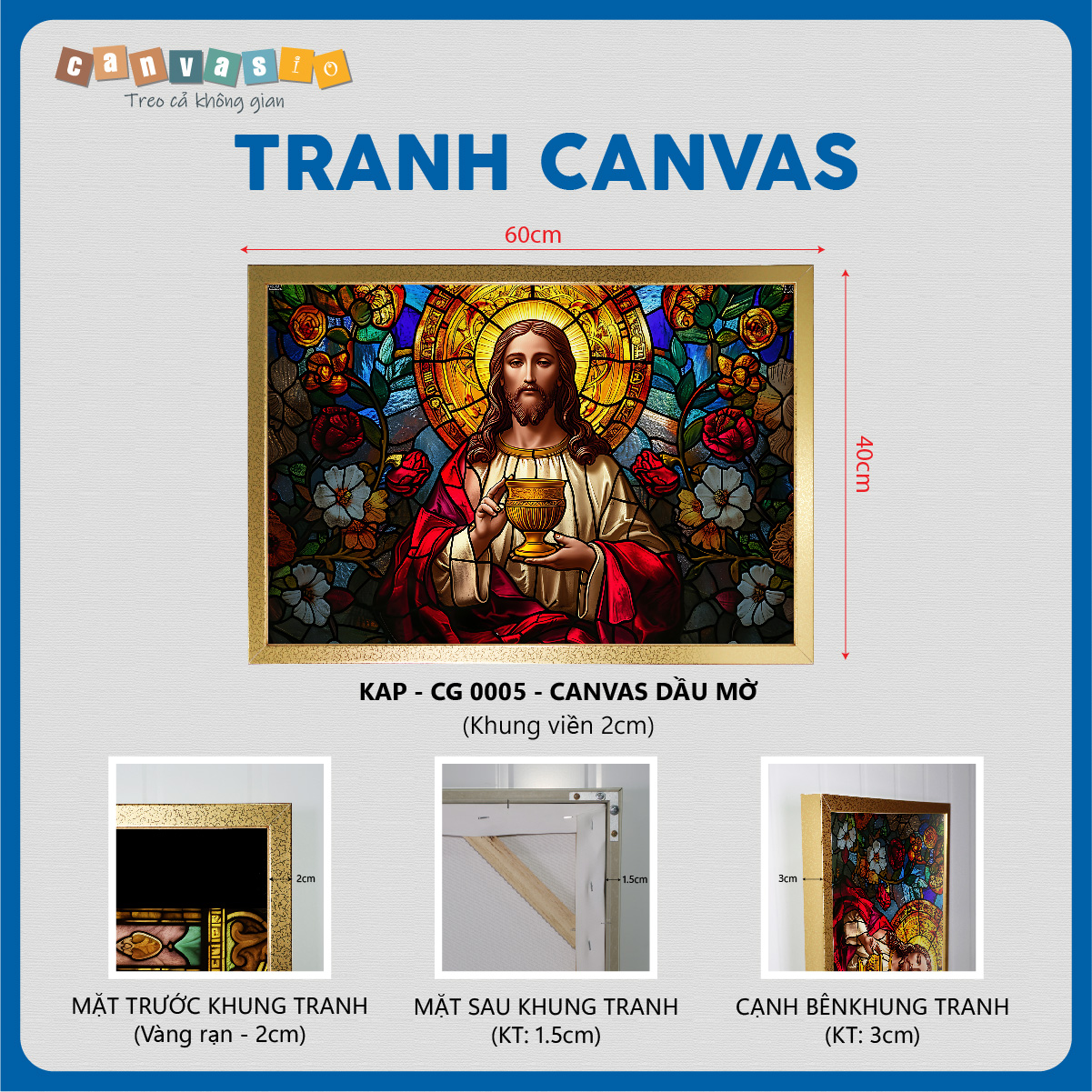 Tranh canvas Công giáo Chúa Giêsu ôm chén thánh | Mã số KAP-CG 0005 Tranh canvas Công giáo Chúa Giêsu ôm chén thánh | Mã số KAP-CG 0005