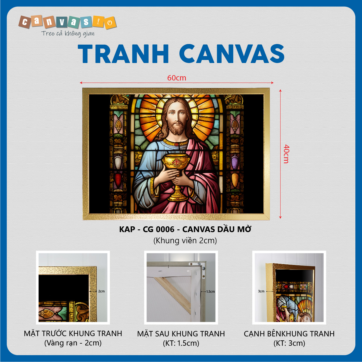 Tranh canvas Công giáo Chúa Giêsu ôm chén thánh | Mã số KAP-CG 0006 Tranh canvas Công giáo Chúa Giêsu ôm chén thánh | Mã số KAP-CG 0006