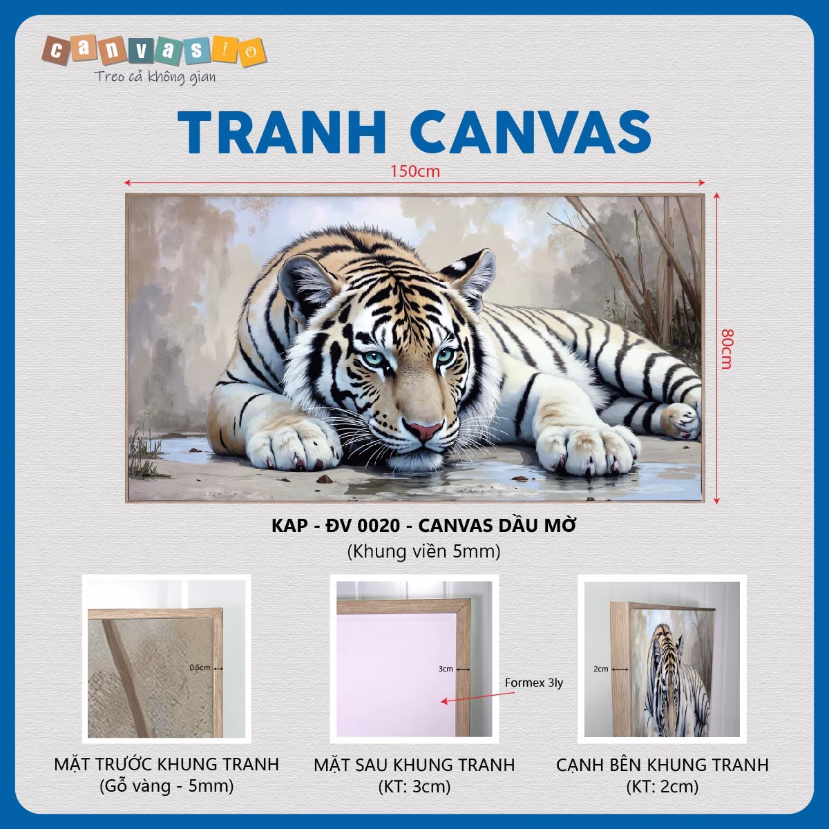 Tranh Canvas Hổ Nằm Bên Suối | Mã KAP-ĐV 0020 Tranh Canvas Hổ Nằm Bên Suối | Mã KAP-ĐV 0020