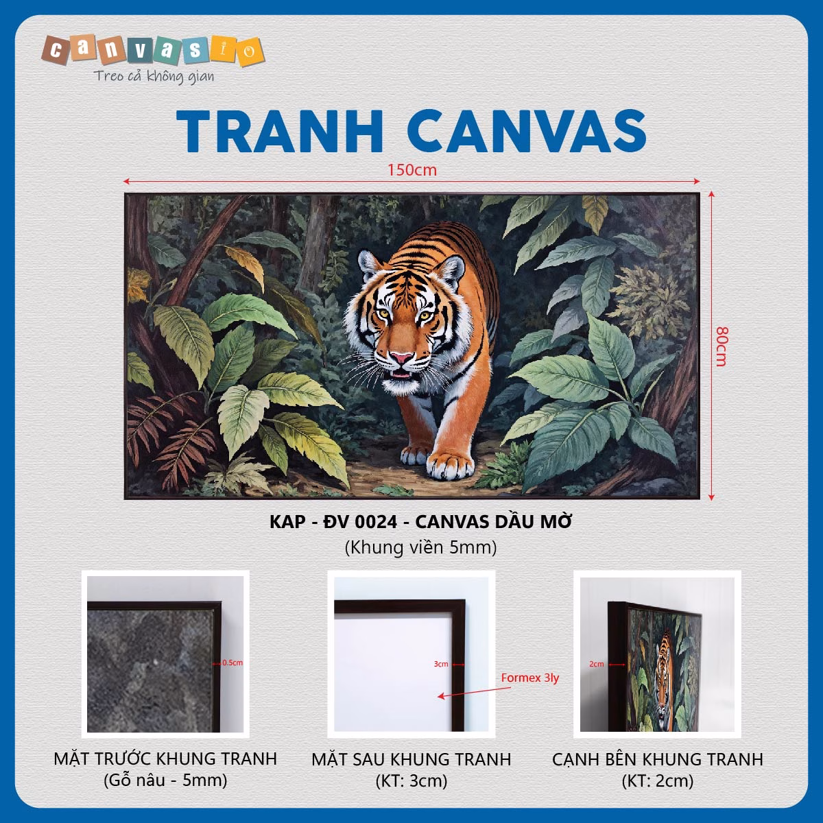 Tranh canvas hổ trong rừng sâu | Mã KAP-ĐV 0024 Tranh canvas hổ trong rừng sâu | Mã KAP-ĐV 0024