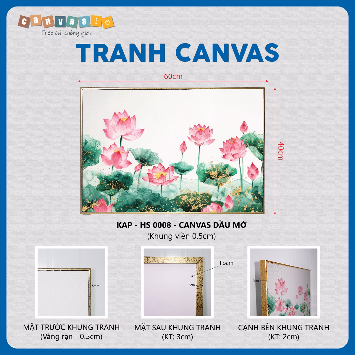 Tranh canvas hoa sen vàng rạn sang trọng | Mã KAP-HS 0008 Tranh canvas hoa sen vàng rạn sang trọng | Mã KAP-HS 0008