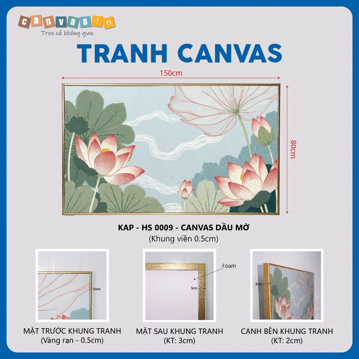 Tranh Canvas hoa sen thanh tao cổ điển | Mã KAP-HS 0009 Tranh Canvas hoa sen thanh tao cổ điển | Mã KAP-HS 0009