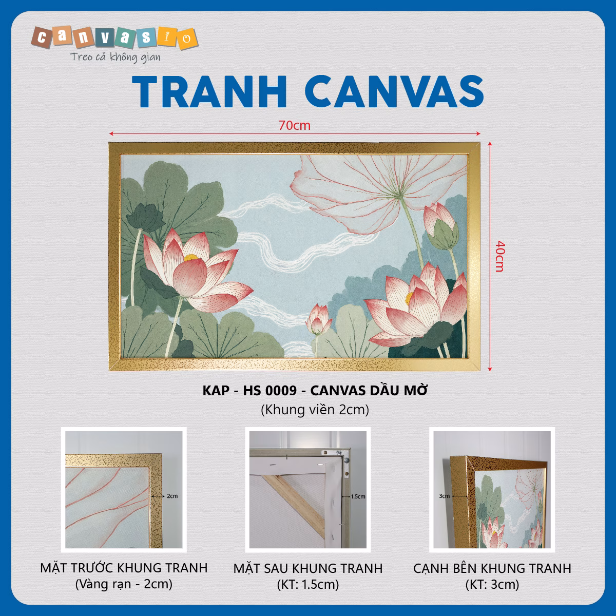 Tranh Canvas hoa sen thanh tao cổ điển | Mã KAP-HS 0009 Tranh Canvas hoa sen thanh tao cổ điển | Mã KAP-HS 0009