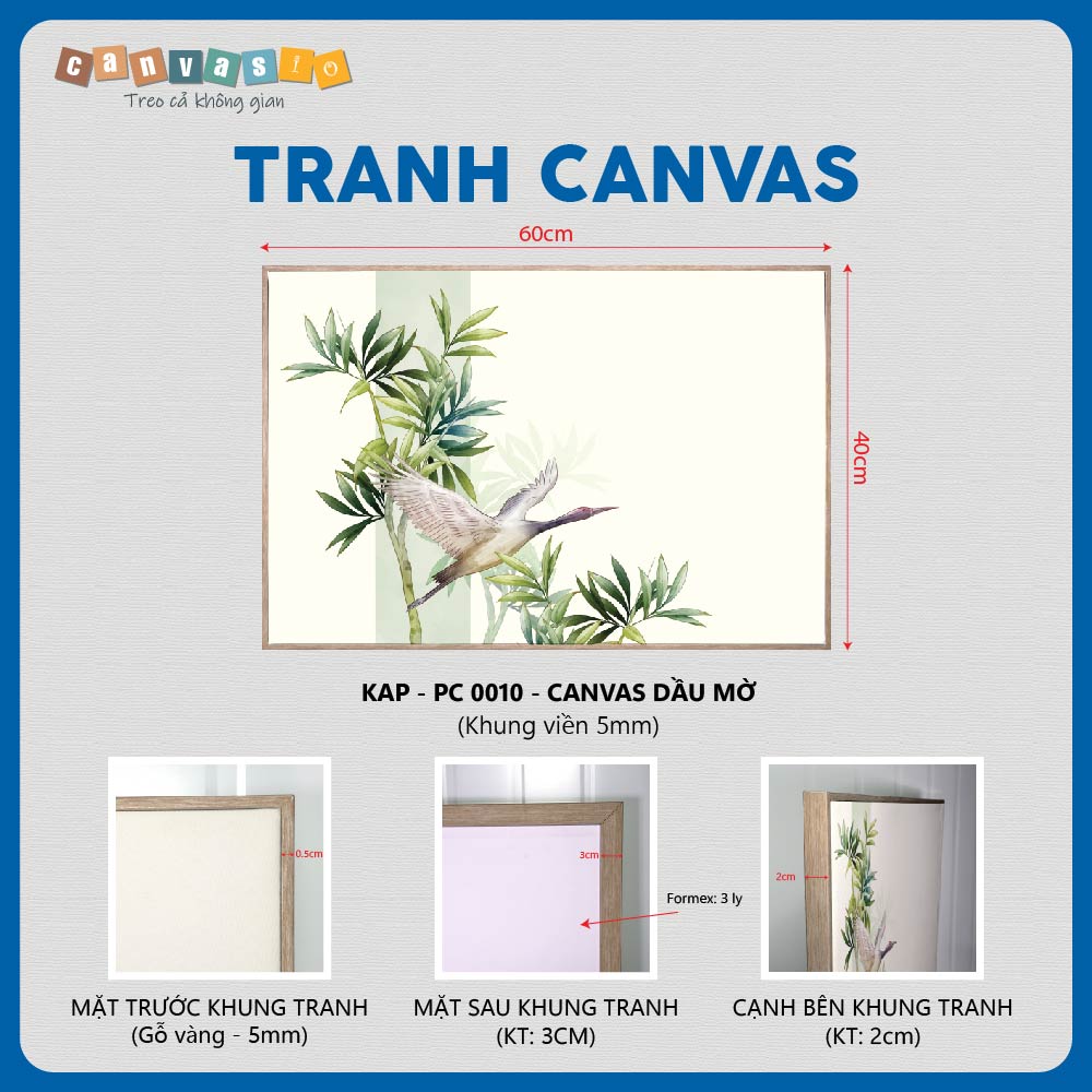 Tranh canvas chim hạc bên trúc xanh | Mã số KAP-PC 0010 Tranh canvas chim hạc bên trúc xanh | Mã số KAP-PC 0010