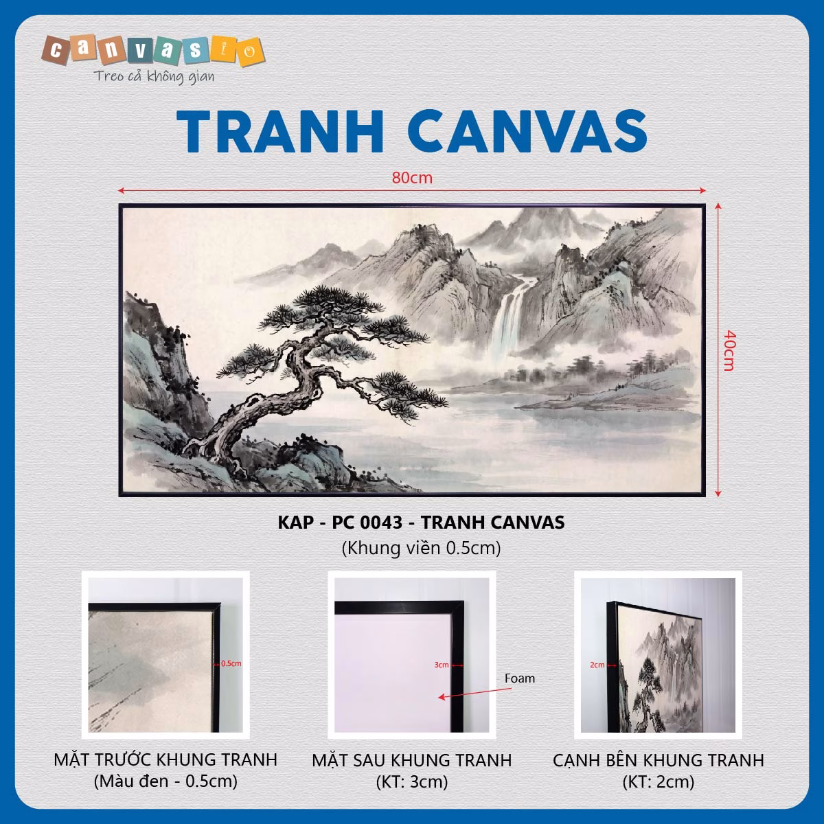 Tranh canvas phong cảnh thủy mặc | Mã KAP-PC 0043 Tranh canvas phong cảnh thủy mặc | Mã KAP-PC 0043