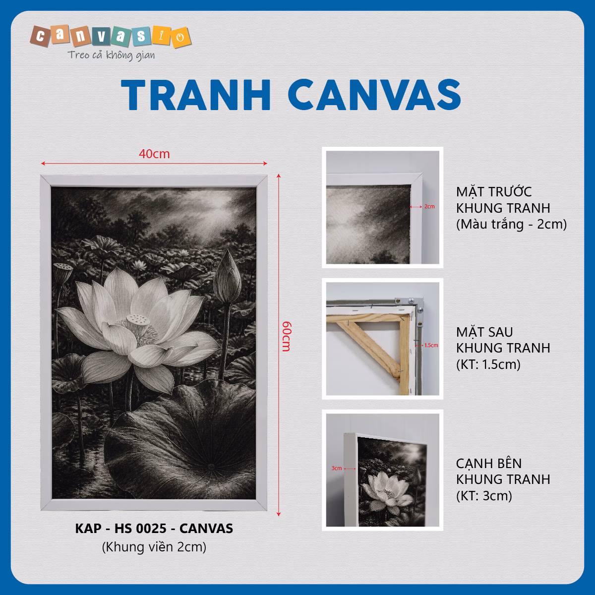Tranh canvas hoa sen vẽ đẹp thanh tao | Mã KAP-HS 0025 Tranh canvas hoa sen vẽ đẹp thanh tao | Mã KAP-HS 0025