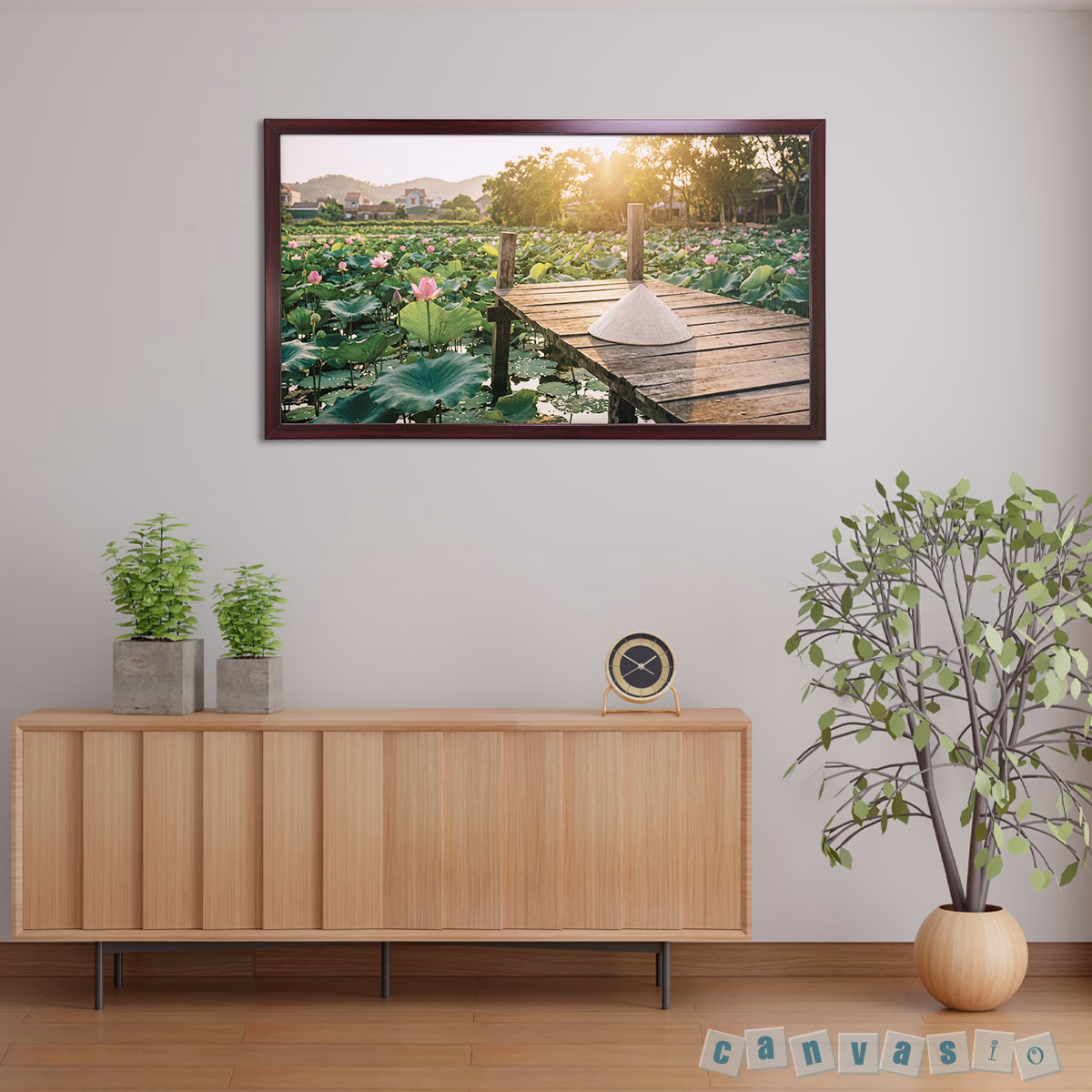 Tranh canvas hoa sen bình yên mộc mạc | Mã KAP-HS 0023 Tranh canvas hoa sen bình yên mộc mạc | Mã KAP-HS 0023