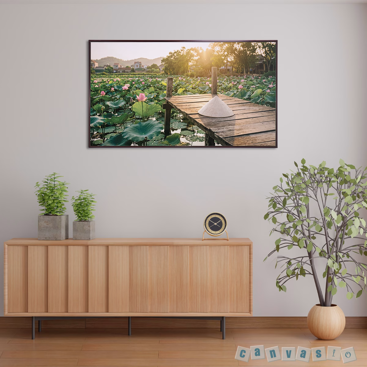 Tranh canvas hoa sen bình yên mộc mạc | Mã KAP-HS 0023 Tranh canvas hoa sen bình yên mộc mạc | Mã KAP-HS 0023