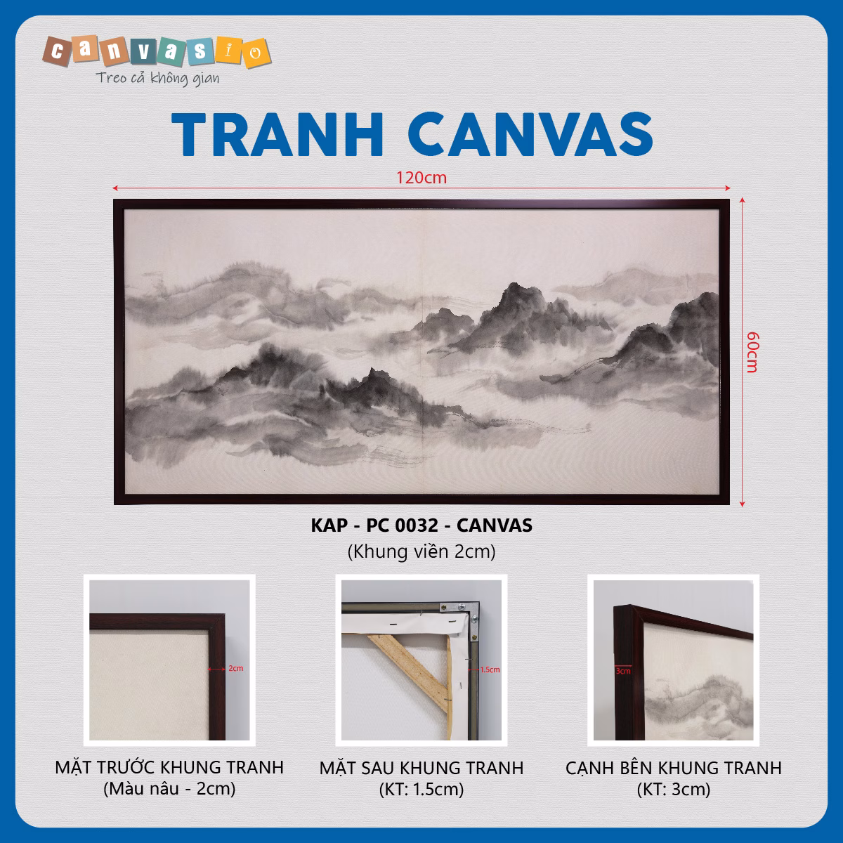 Tranh Canvas Thủy Mặc Phong Cảnh Núi Non Hùng Vĩ | Mã KAP-PC 0032 Tranh Canvas Thủy Mặc Phong Cảnh Núi Non Hùng Vĩ | Mã KAP-PC 0032