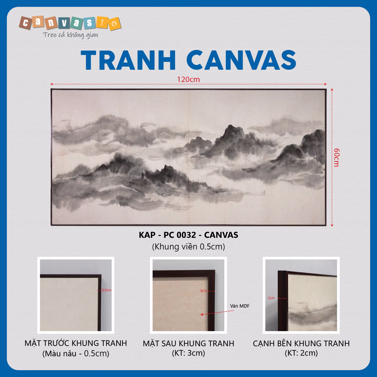 Tranh Canvas Thủy Mặc Phong Cảnh Núi Non Hùng Vĩ | Mã KAP-PC 0032 Tranh Canvas Thủy Mặc Phong Cảnh Núi Non Hùng Vĩ | Mã KAP-PC 0032