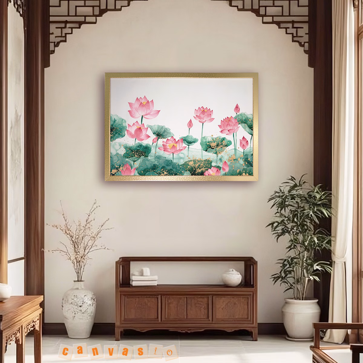 Tranh canvas hoa sen vàng rạn sang trọng | Mã KAP-HS 0008 Tranh canvas hoa sen vàng rạn sang trọng | Mã KAP-HS 0008