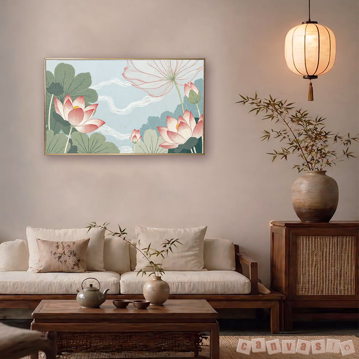 Tranh Canvas hoa sen thanh tao cổ điển | Mã KAP-HS 0009 Tranh Canvas hoa sen thanh tao cổ điển | Mã KAP-HS 0009