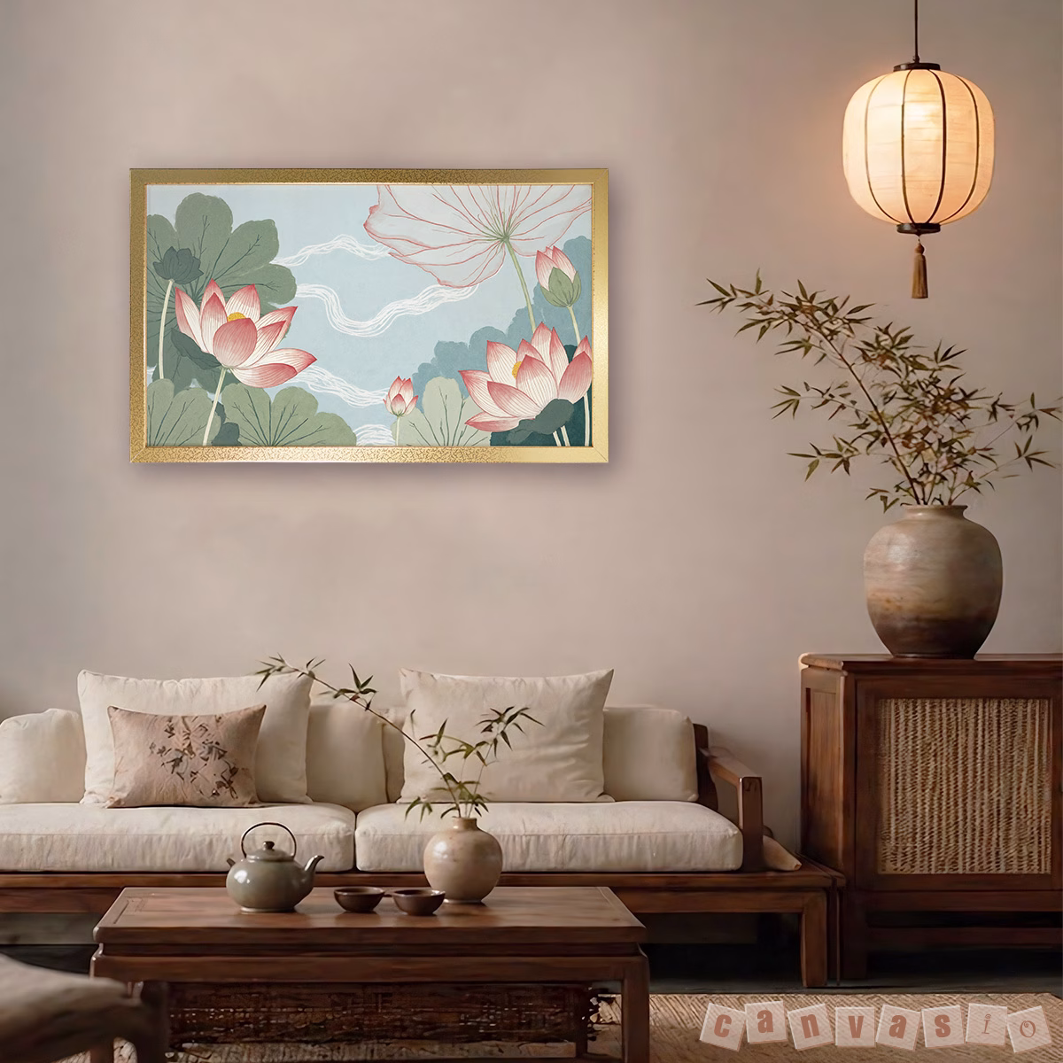 Tranh Canvas hoa sen thanh tao cổ điển | Mã KAP-HS 0009 Tranh Canvas hoa sen thanh tao cổ điển | Mã KAP-HS 0009