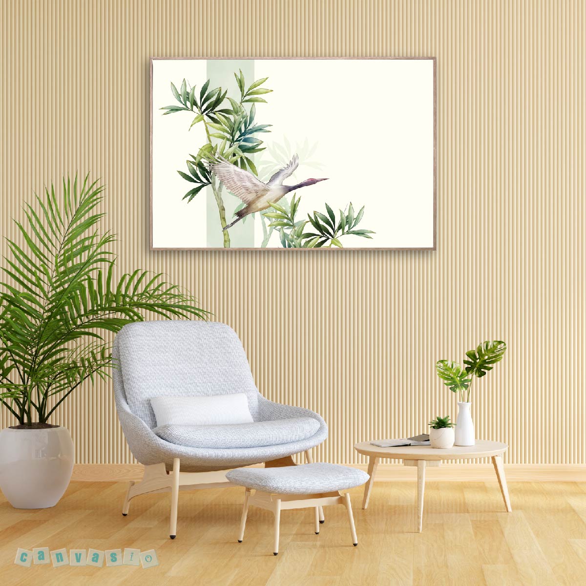 Tranh canvas chim hạc bên trúc xanh | Mã số KAP-PC 0010 Tranh canvas chim hạc bên trúc xanh | Mã số KAP-PC 0010