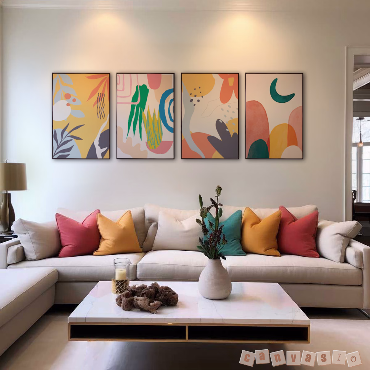 Tranh canvas bộ 4 bức trừu tượng hiện đại | Mã KAP-TT 0030